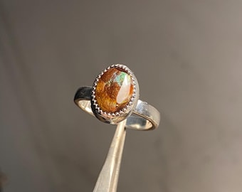 Mexican Fire Agate and Sterling Silver Ring Size 7