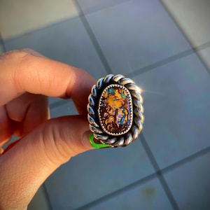 Australian Boulder Opal and Sterling Silver Ring - 6.5