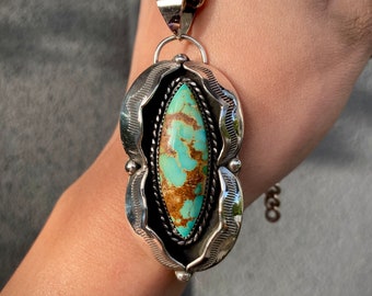 Turquoise Mountain and Sterling Silver Pendant *chain not included*