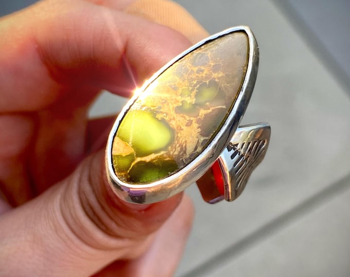 Featured listing image: Royston turquoise stamped thick band ring - 7.75