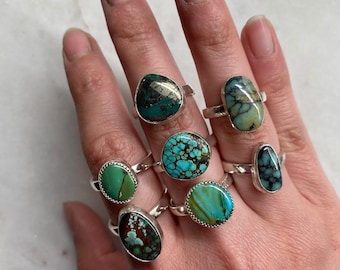 Simple/Minimalistic Sterling Silver and Turquoise Stacker Rings