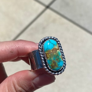 Heavy Rare Seven Dwarfs Turquoise and Sterling Silver Signet Unisex Ring - 10.5