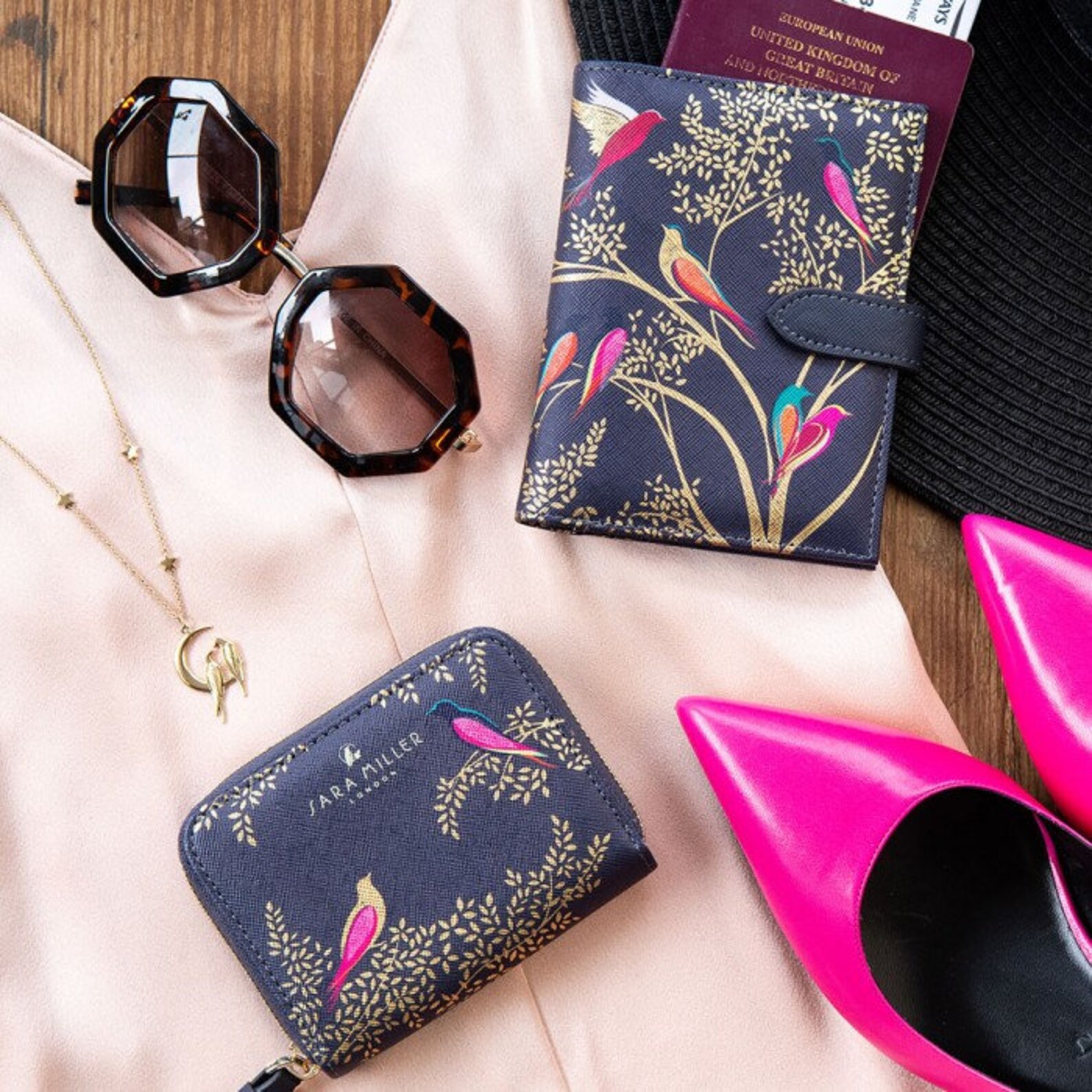 Sara Miller Smokey Bluebirds Collection Small Zip Purse Etsy