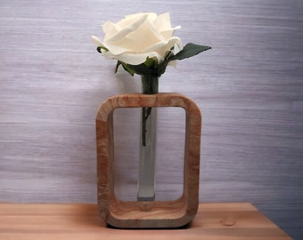 Handmade Jesmonite Test Tube Vase - Orange Marble
