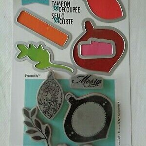 Sizzix Ornaments 3 von Hero Arts Framelits Die Set mit Stempeln, 5er-Pack