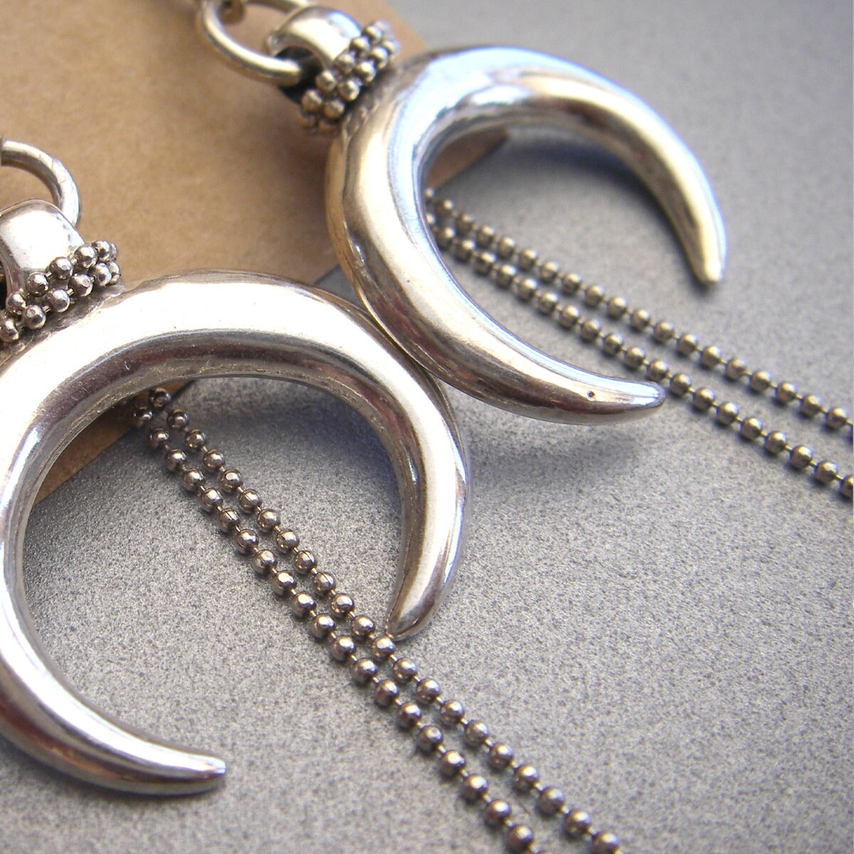 Crescent Moon Earrings, Moon Earrings, Double Horn Earrings
