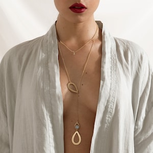 Chloe Lariat Kristall Halskette