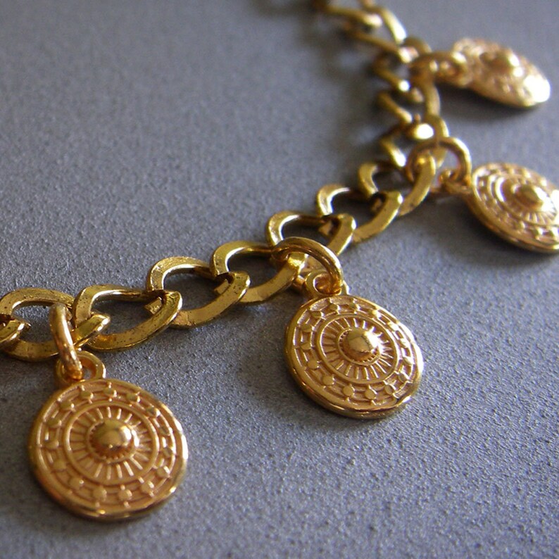 Multi Coin Curb Chain Necklace Coin Gold Necklace Charm Etsy