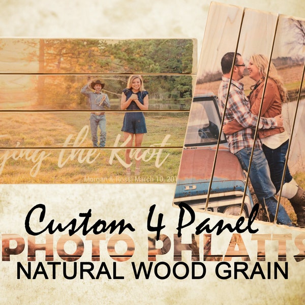 4 Panel Custom Photo Phlatt, Natural Wood, Photo on Wood, Mother's Day, Gift for Mom, Unique Gift, Wood Photo, Photo Art, Gift for Dad