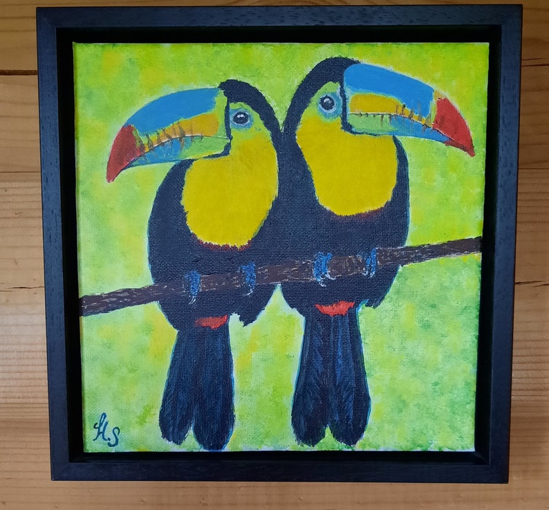 Tableau Toucans 20x20cm sous cadre image 5