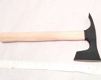 Small Bearded Hatchet / Axe / Axt with Adze Blade Bushcraft - Steel 4150