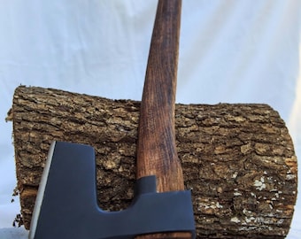 Handmade Bearded Axe Hatchet: Metal Guard, Curved Ergonomic Handle