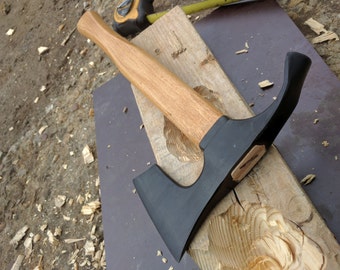 Elegant small bearded hatchet / axe combined with curved adze blade - bowl makers tool- rare!!!