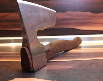 Handmade Stainless Steel Bearded Axe: Viking Hatchet with Metal Guard