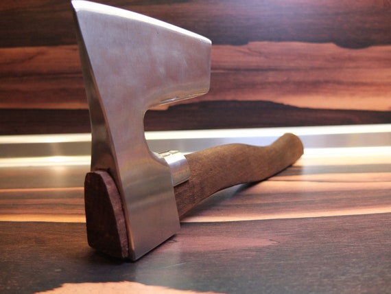 Handmade Stainless Steel Bearded Axe: Viking Hatchet with Metal Guard