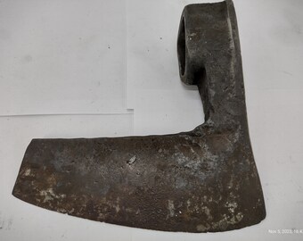 2.96 lbs vintage bearded hand forged steel axe head - old viking axe style