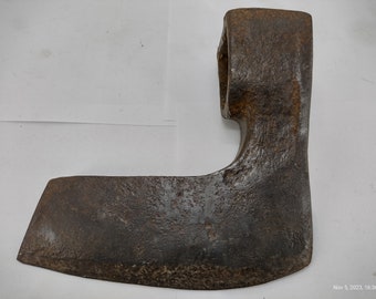 3.46 lbs vintage bearded hand forged steel axe head - old viking axe style