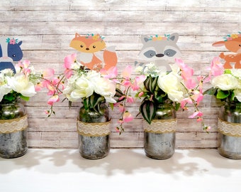 woodland centerpieces baby shower