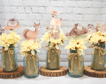 woodland centerpieces baby shower