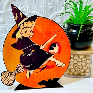 Vintage Halloween Witch Dummy Board Standee/ Shelf or Tray Decor