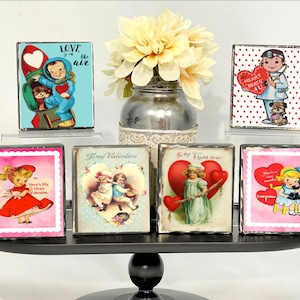 Valentine Tiered Tray Decor Sign, Valentines Day Tiered Tray Decor, Valentine Card Alternative, Vintage Valentines Day Decorations