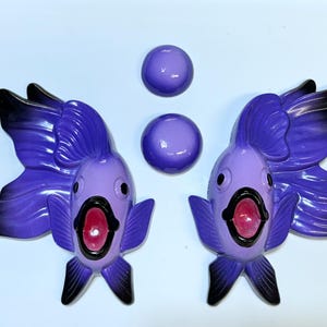 Chalkware Koi Fish Wall Art Plaques: Retro Kitsch Nautical Decor