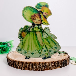 St. Patricks Day Standee Decoration, Vintage Inspired Irish Girl Dummy Board,  Shelf Decor