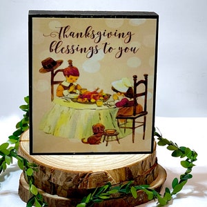 Vintage Thanksgiving Decor, Table top Wood Sign/ Shelf Sitter,  Fall Tiered Tray Decor, Farmhouse Decor, Rustic Decor, Thanksgiving Gift
