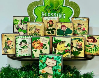 Vintage St. Patrick's Day Wood Sign: Irish Tiered Tray Decor