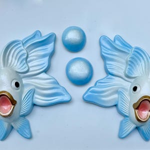 Vintage Style Chalkware Fish Wall Plaques: Nautical Nursery Decor