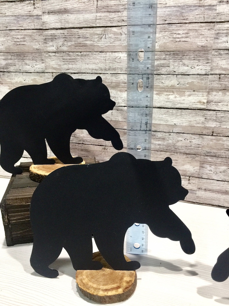 Woodland Animal Big Black Bear Decorations W/ Wood Slice Etsy