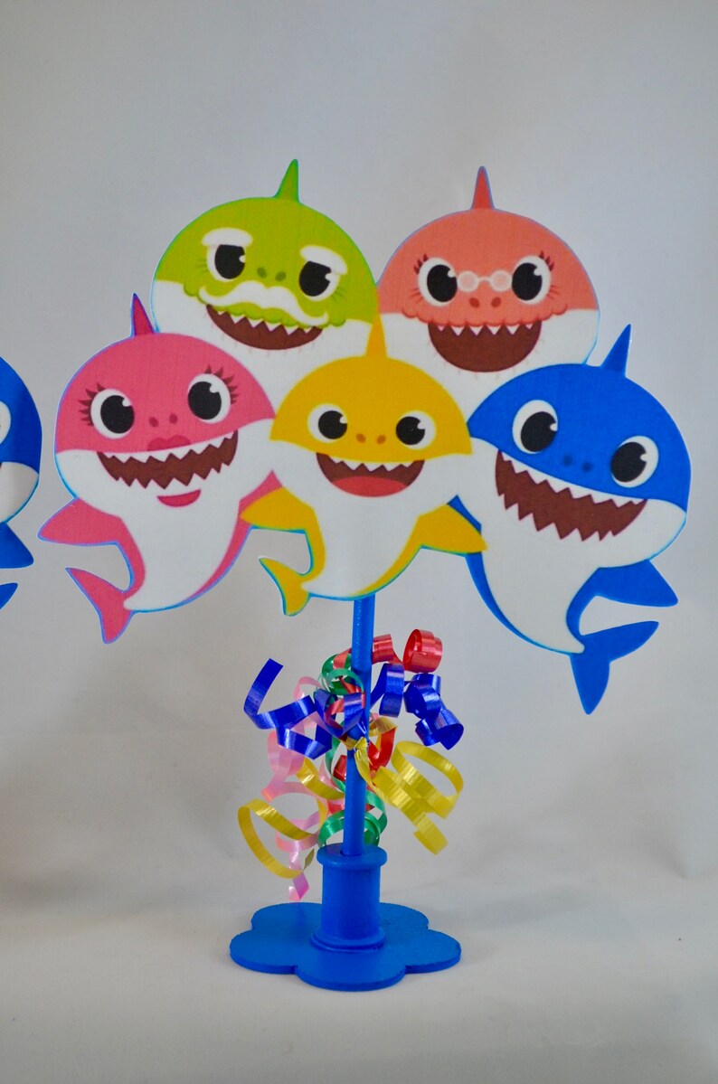 Baby Shark Family Baby Shark Birthday Party Set Of 4 Baby Shark Party Decorations Or Baby Shark Centerpiece Baby Shark Table Decoration Centerpieces Table Decor Home Living Vadel Com