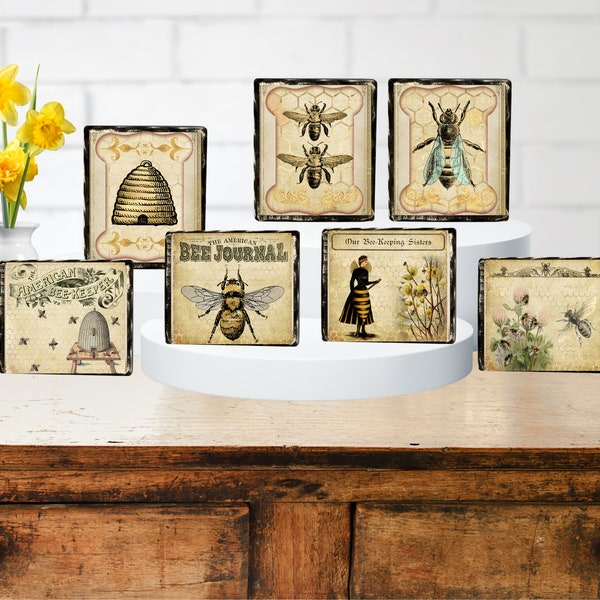 Vintage Honey Bee Decor/ Sign, Bee Tiered Tray, Bee Kitchen Decor, Bumble Bee Decor, Shelf Decor