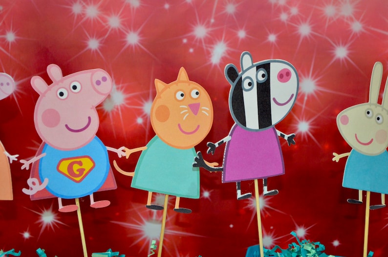 Peppa Pig Birthday Party Centerpiece Picks Peppa Pig Decorations Peppa Pig Centerpieces Peppa Pig Table Decor
