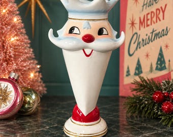 Retro King Santa Vase, Vintage Holt Howard Inspired Christmas