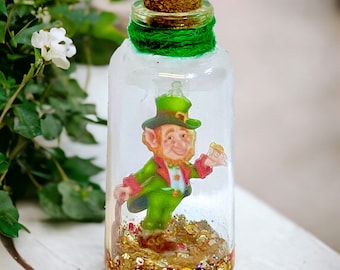 Adopt A Leprechaun, St. Patricks Day Gift, Leprechaun In A Jar, Leprechaun Trap, St. Patricks Tiered Tray Decor, Mini Trapped Leprechaun