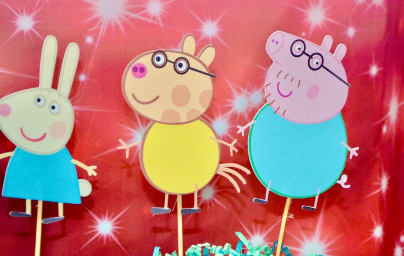 Peppa Pig Birthday Party Centerpiece Picks Peppa Pig Decorations Peppa Pig Centerpieces Peppa Pig Table Decor