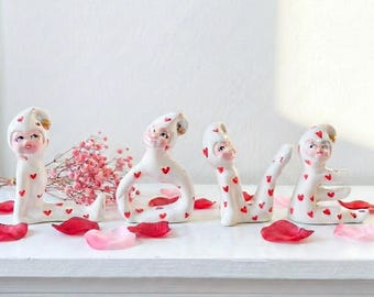 Relpo（レルポ）陶器　花瓶　貴婦人　日本製　ヘッドベース ヴィンテージ Vintage RELPO Girl Love Letter Heart Valentine Planter 1950 Mid