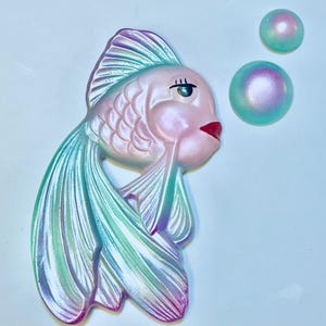 Chalkware Fish Wall Art Plaques: Vintage Kitsch Bathroom Decor