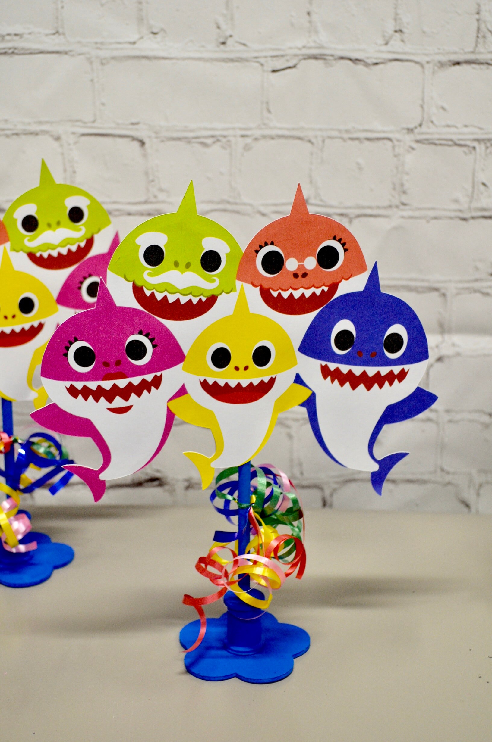 6 Baby Shark Party Decorations/ Centerpieces Shark Birthday Etsy