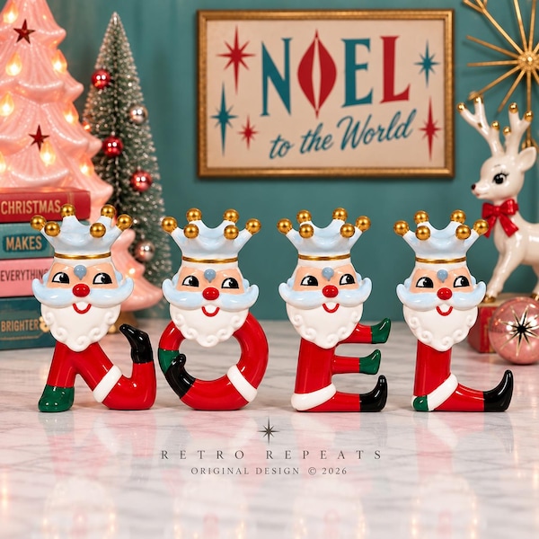 NOEL King Santa Figurines, Vintage Holt Howard Inspired Christmas Decor