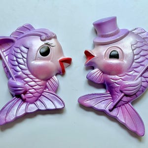 Chalkware Fish Wall Art Plaques: Kitschy Retro Bathroom Decor