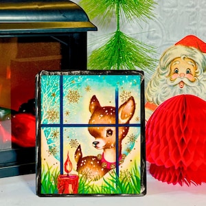 Handmade Vintage Style Reindeer Christmas Decoration Wood Signs/Shelf Sitters