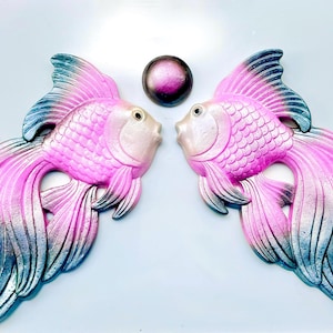 Chalkware Koi Fish Wall Plaques: Retro Kitsch Coastal Decor