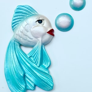 Chalkware Fish Wall Art Plaques: Vintage Kitsch Bathroom Decor