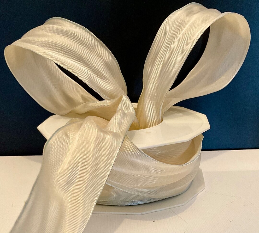 French Word Ribbon Vintage French Wired Ribbon Ivory Grosgrain Width 1-1/2 Inches 5 Yards ...