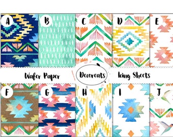 Boho wafer paper sheets, icing sheets, tribal , wafer paper, aztec , wafer paper, navajo wafer paper, boho cake , cake image , sheets 8x10"