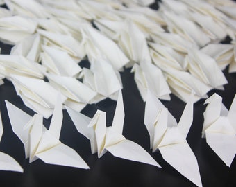 100 White Origami Paper Cranes Ivory Paper Bird Crane for Wedding Decoration Home Window Birthday Party Gift