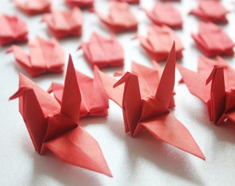 1000 Red Solid Color Origami Paper Cranes Handmade Paper Bird Crane for String Garland Wedding Decoration