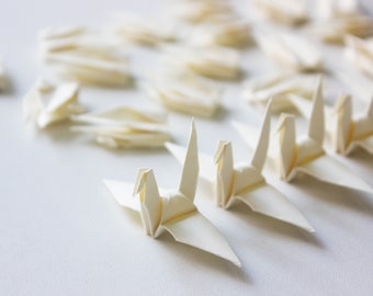 100 Ivory Origami Paper Cranes Beige Paper Bird White Crane for Wedding Birthday Party Japanese Wedding Valentines Gift